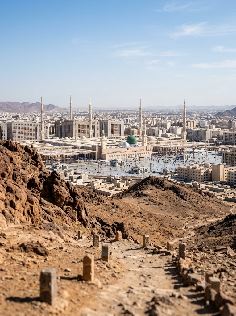 masjid nabawi from uhud 3x4